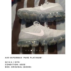 Nike’s Original vapor max!! (Pure Platinum)